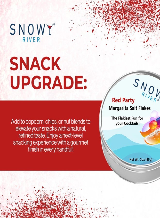 Snowy River Margarita Salt Flakes - Red Party (1x3oz Tin); Naturally Colored Premium Cocktail Rimming Salt; Margarita Rimming; Culinary & Dessert Decorating - Image 3